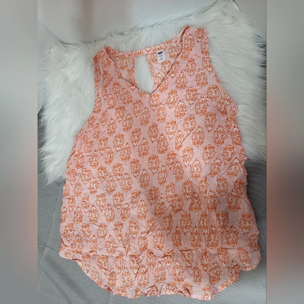 Maternity-Gap Orange Floral Tank Top, Size Large - Picture 4 of 4